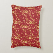 フローラレッド金ゴールドスタークリスマスパーティーメタリック アクセントクッション (裏面(縦))