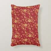フローラレッド金ゴールドスタークリスマスパーティーメタリック アクセントクッション (正面(垂直))