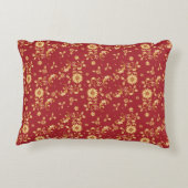 フローラレッド金ゴールドスタークリスマスパーティーメタリック アクセントクッション (裏面)