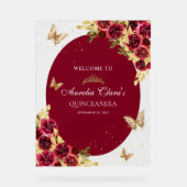 フローラレッド金ゴールドティアラバタフライキンセアニラ アクリルサイン (正面)