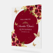 フローラレッド金ゴールドティアラバタフライキンセアニラ アクリルサイン (傾斜)