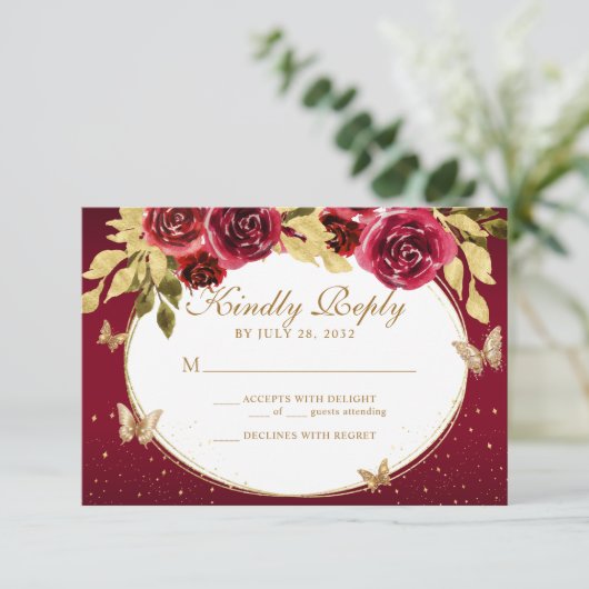 フローラレッド金ゴールドティアラバタフライキンセアニラ 出欠カード (スタンド正面)