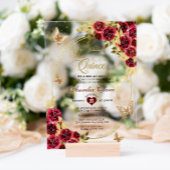 フローラレッド金ゴールドティアラバタフライミキンセアニラ アクリル招待状