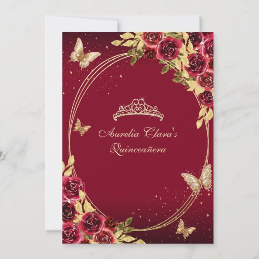 フローラレッド金ゴールドティアラバタフライミキンセアニラ 招待状 (裏面)