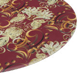 フローラレッド金ゴールド、豪華なヴィンテージパターン。 カッティングボード (角)