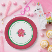 フローラレッド&グリーンクリスマスパーティー ペーパープレート (パーティー)