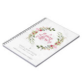 フローラレッド&ピンクガーランド葬儀の哀悼の意 ノートブック (左側)