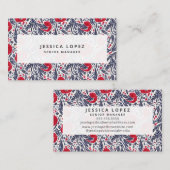 フローラレッド+ブルーポピーフローラ汎用テンプレート部 名刺 (正面/裏面)