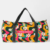 フローラレトロパターン（名前あり） カラフル ダッフルバッグ (裏面)