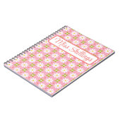 フローラレトロピンクとグリーンパーソナライズされた ノートブック (左側)