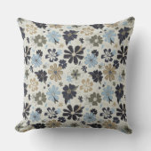 フローラレトロブルータンパターン クッション (正面)