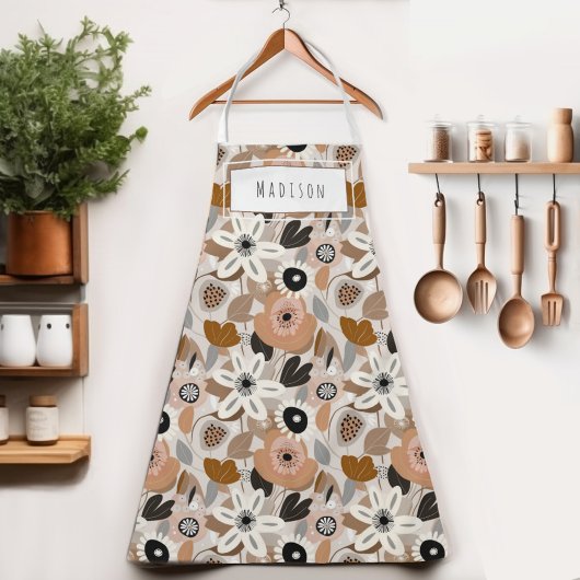 フローラレトロミッドセンチュリーネームモダンエプロン エプロン