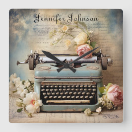 フローラレトロヴィンテージタイプライター壁時計 スクエア壁時計