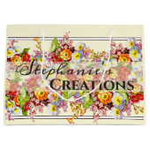 フローラレトロ春の花プリムローズプロフェッショナル ラージペーパーバッグ (正面)