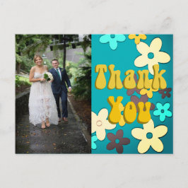 フローラレトロ1970s Chic 結婚's Thank You ポストカード