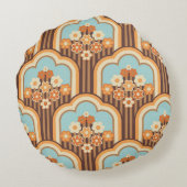 フローラレトロ: 70s壁紙リバイバル ラウンドクッション (裏面)