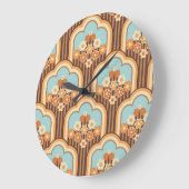 フローラレトロ: 70s壁紙リバイバル ラージ壁時計 (傾斜)