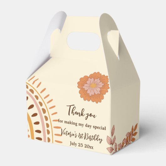 フローラレトロGroovy誕生日パーティー フェイバーボックス (正面サイド)