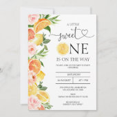 フローラレモンオレンジ小さな甘い1赤ちゃんシャワー 招待状 (正面)