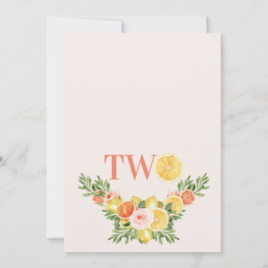 フローラレモンオレンジ私たちのメイン絞り2nd誕生日 招待状 (裏面)