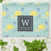 フローラレモンパターンミントグリーンキッチンタオル キッチンタオル (折り畳み)