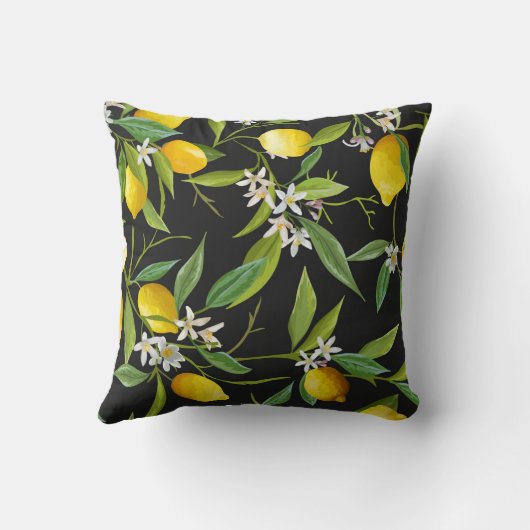 フローラレモンフルーツヴィンテージ模様 クッション (裏面)