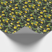 フローラレモンフルーツヴィンテージ模様 ラッピングペーパー (角)