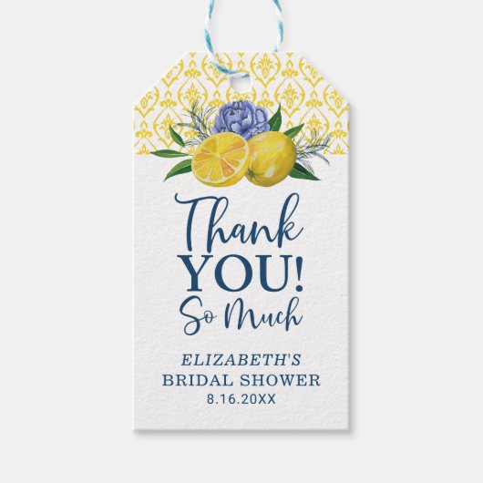 フローラレモンブライダルシャワーサンキューギフトラベル ギフトタグ (正面)