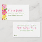 フローラレモンベビーシャワーおむつラッフルチケット エンクロージャーカード (正面/裏面)