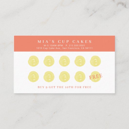 フローラレモン柄かわいい黄色のロイヤリティカード 名刺 (裏面)