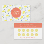フローラレモン柄かわいい黄色のロイヤリティカード 名刺 (正面/裏面)