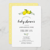 フローラレモン柑橘系エレガントベビーシャワー 招待状 (正面/裏面)