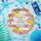 フローラレモン柑橘類の葉ピンクn白ストライプ色 ペーパープレート (パーティー)