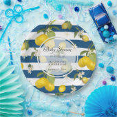 フローラレモン柑橘類の葉ピンクn白ストライプ色Pa ペーパープレート (パーティー)