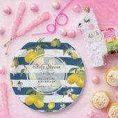 フローラレモン柑橘類の葉ピンクn白ストライプ色Pa ペーパープレート (パーティー)