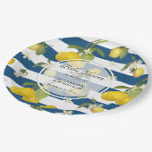 フローラレモン柑橘類の葉ピンクn白ストライプ色Pa ペーパープレート (アングル)