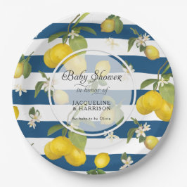 フローラレモン柑橘類の葉ピンクn白ストライプ色Pa ペーパープレート