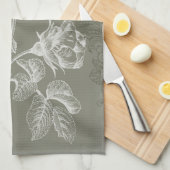 フローラレリーフ、 浮き彫りI キッチンタオル (四つ折り)