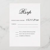 フローラレースウェディングRSVP実在金ゴールド 箔招待状 (裏面)