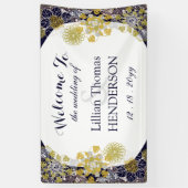 フローラレースエレガントシルバー金ゴールド結婚披露宴 横断幕 (縦)