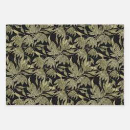 フローラレーステクスチャゴールデンブラック ラッピングペーパーシート