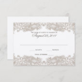 フローラレースビクトリアンホワイトレスポンスカード 出欠カード (正面/裏面)