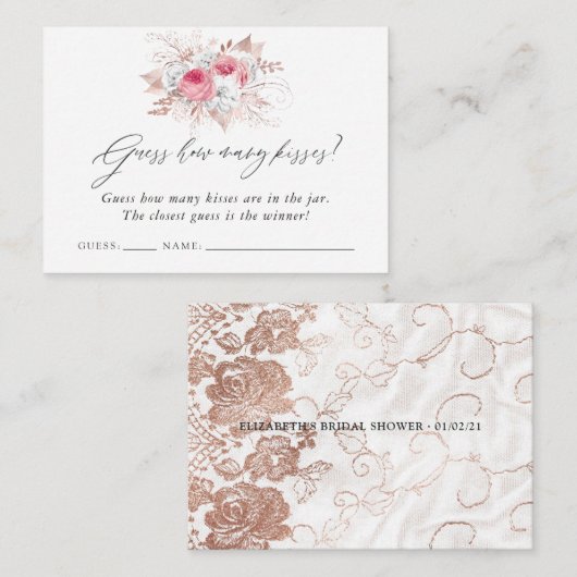 フローラレースブライダルシャワーゲキスをするーム エンクロージャーカード (正面/裏面)