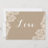 フローラレースブラウン及びホワイト結婚式招待状 招待状 (裏面)