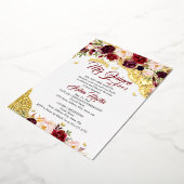 フローラレースブルゴーニュ金ゴールドバタフライキンセアニェラ 箔招待状 (回転した状態)