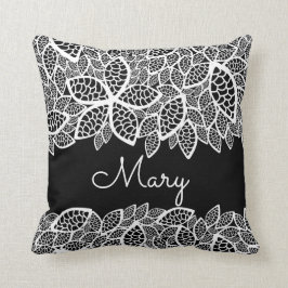 フローラレースユーザー名白黒 クッション