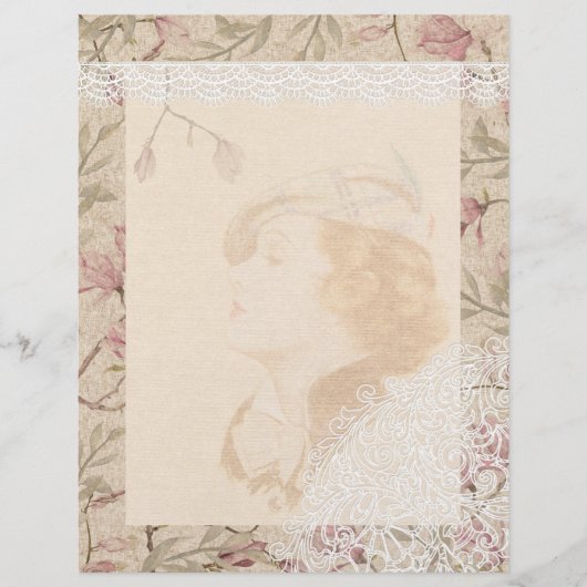 フローラレースヴィンテージスクラップブック紙 (正面)