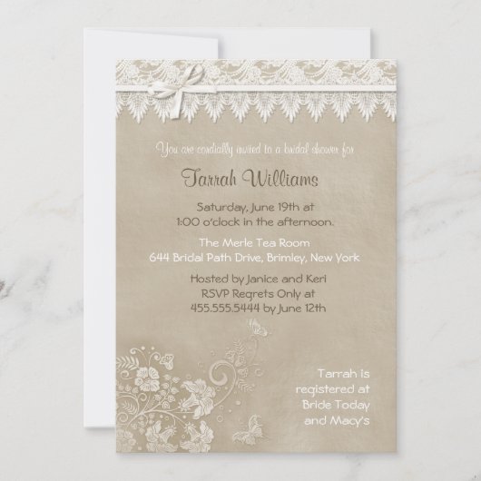 フローラレース結婚蝶 招待状 (正面)