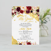 フローラレース金ゴールドブルガンディバタフライキンセアニェラ 箔招待状 (立ち正面)