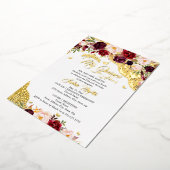 フローラレース金ゴールドブルガンディバタフライキンセアニェラ 箔招待状 (回転した状態)